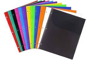Feosky Folders with Pockets, Plastic 2 Pocket Folders, 2 Pockets Folder and 3 Hole for School, Home, and Office, 12 Assorted Colors