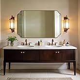 ANDY STAR 30"x48" Brushed Bronze Rectangle Mirror, Large Scalloped Bathroom Mirror in Premium Stainless Steel Frame, Timeless