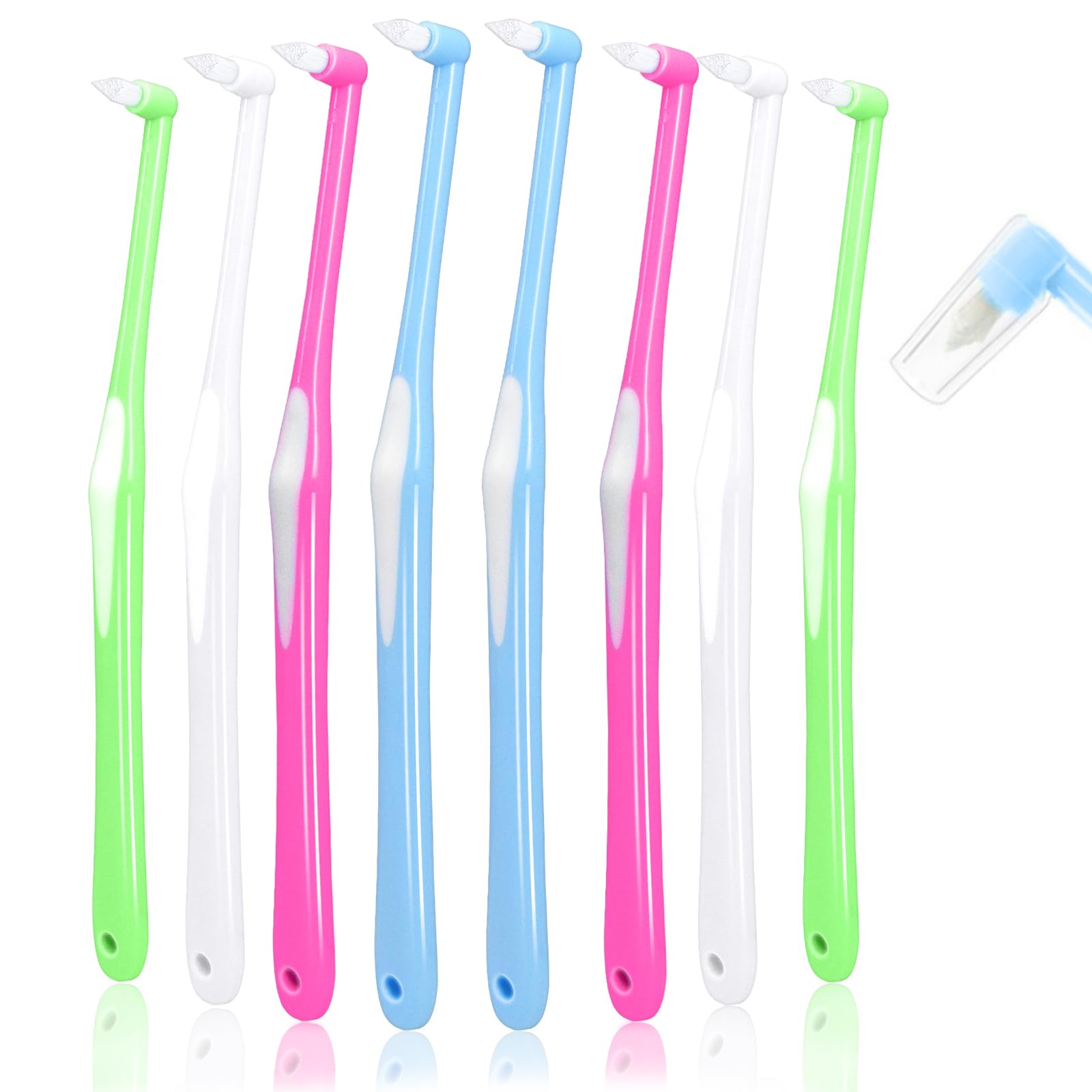 Sularpek 8 Pcs Interspace Toothbrush,Single Tufted Toothbrushes with Cover,End-tuft Interdental Toothbrushes,Slim Interspace Teeth Brush for Dental Cleaning for Sensitive Gums Deep Cleaning — image 1
