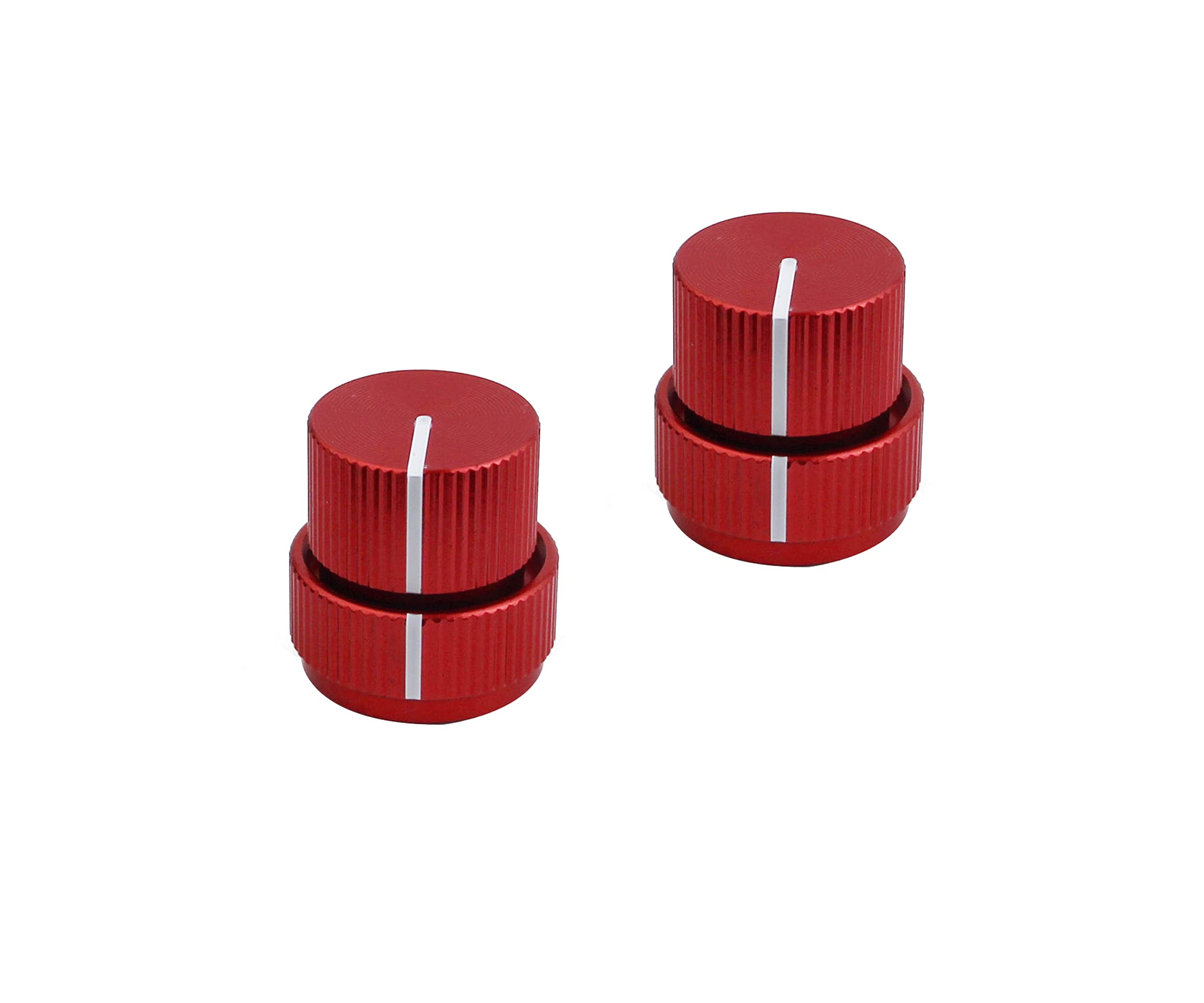 Guyker Guitar Aluminum Dual Concentric Control Knobs - Dome Volume Tone Stacked Knob Replacement for Electric Guitar or Bass (red, 2 piece)