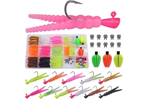 LURELINK 165-Piece Trout Lure Kit for Creek & River Fishing Gear with Split Tail Grub Worms, Shad Dart Jig Heads, Floats & Sinkers - Ideal for Seasonal Trout Crappie & Panfish