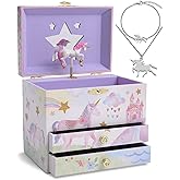 Jewelkeeper Unicorn Jewelry Box - Little Girls Jewelry Set - 3 Storage Compartments - Gift for Unicorn Themed Collectors - Music Box for Girls - The Beautiful Dreamer Tune - 7 x 4.5 x 6 inches