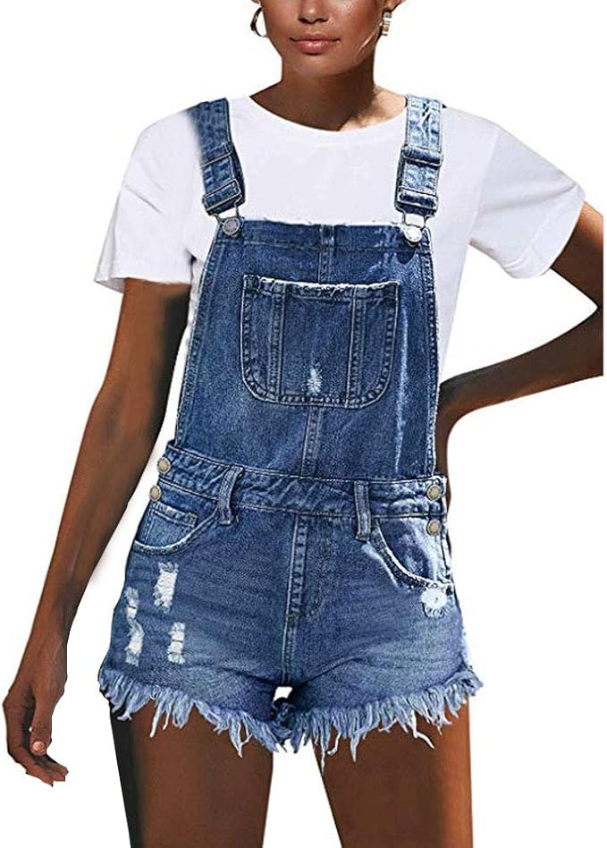 Saoye Fashion Denim Bib Shorts Jumpsuits Ladies Young Fashion with
