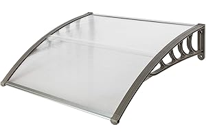 Baisha Window Awning Door Canopy, Outdoor Polycarbonate Cover Front Patio Canopy UV Rain Snow Sunlight Protection (40 inch x 40 inch, White Canopy/Gray Bracket) (HT-100)