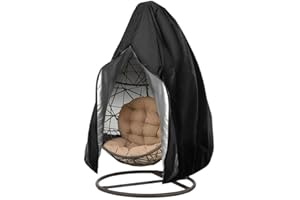 NAIVEROO Patio Egg Chair Cover Hanging Swing Chair Covers Waterproof Outdoor Furniture Protector 75in H x 45in D (Black)