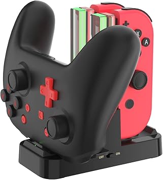 Amazon Com Kingtop Controller Charger For Nintendo Switch Pro Controller And Joy Con 6 In 1 Charging Dock Stand Station With Led Charging Indicator And Usb Type C Charging Cable Electronics