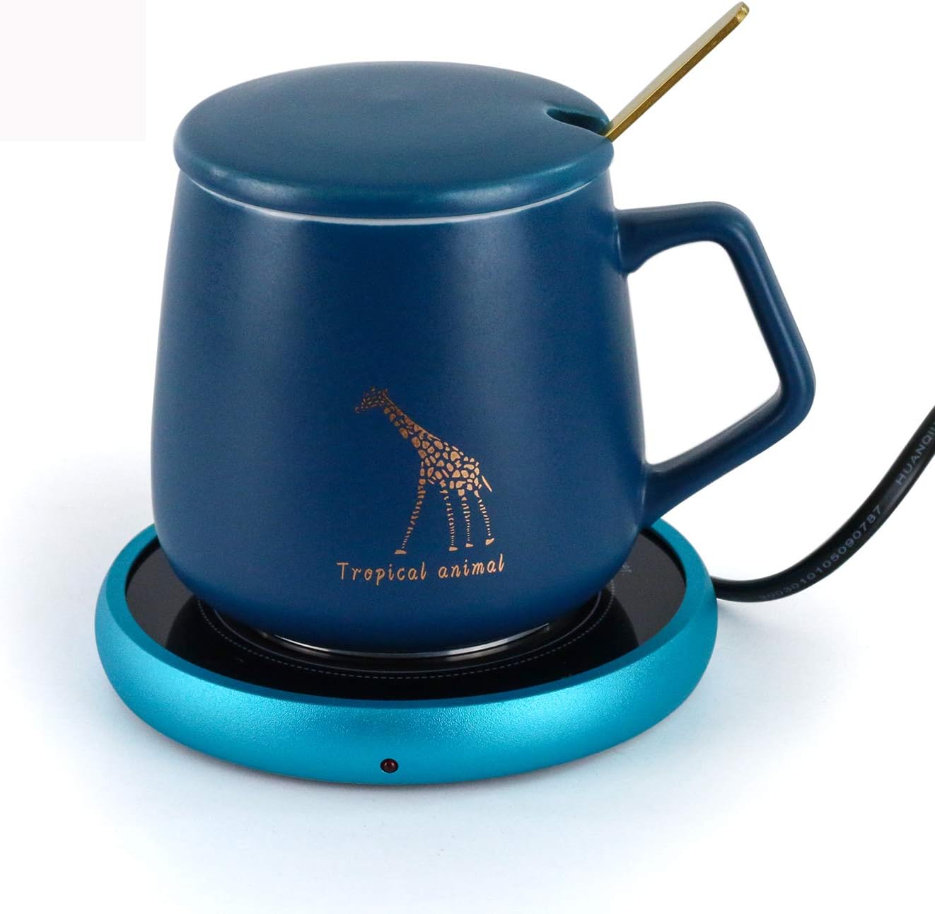 Electric Coffee Mug Warmer & Fine Bone China Mug Set with Automatic Shut Off,Premium 24Watt Beverage Warmer Keep Temperature Up to 131℉/ 55℃ for Best Gift Idea, Office Home Use (Blue kit)