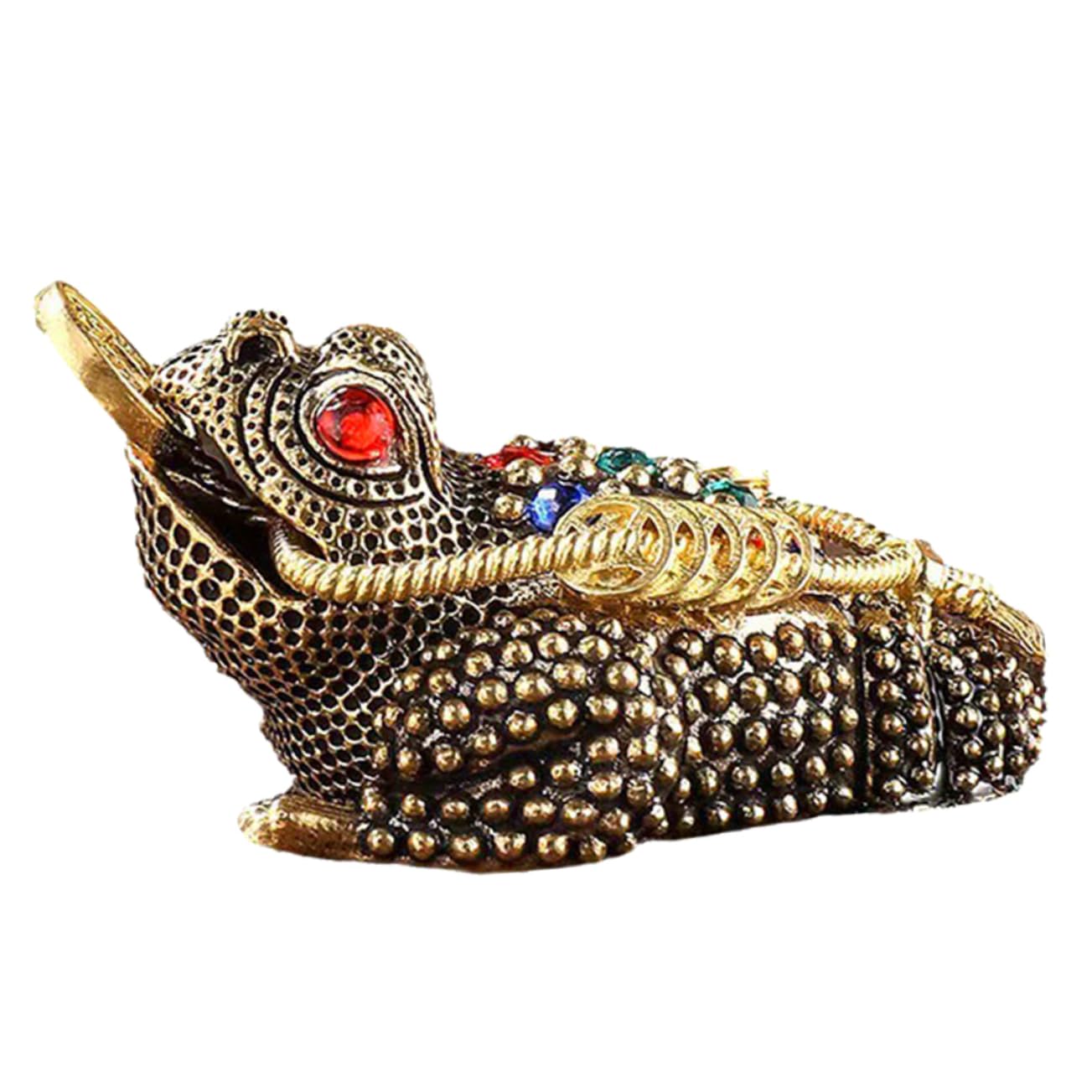 GARVALON Brass Golden Car Dashboard Decor Wealth Frogs Ornament Chinese Money Good Luck Statue Lucky Frog Statue Adornment Ornament Wealth Frogs Copper