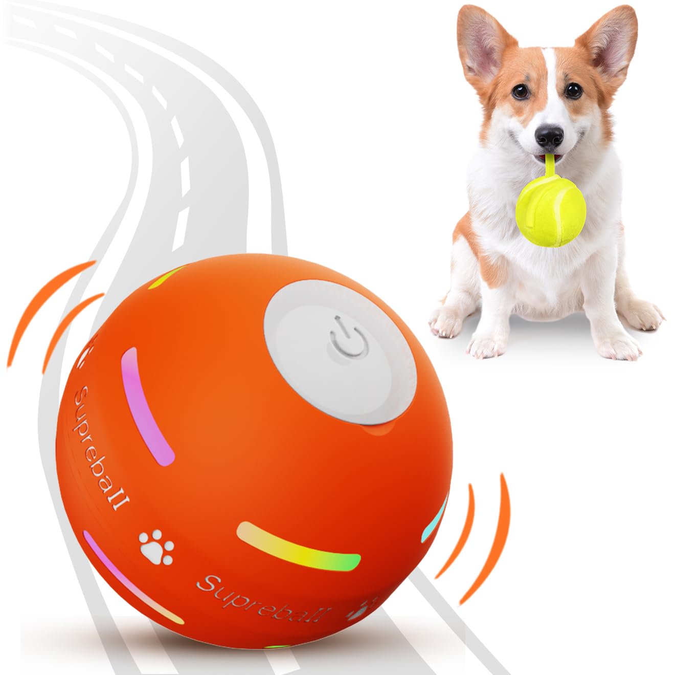 Photo 1 of ***MINOR DAMAGE****PetDroid Interactive Dog Toys Dog Ball, [Newly Upgraded] Durable Motion Activated Automatic Rolling Ball Toys for/Small/Medium/Large Dogs,USB Rechargeable(Orange)***MINOR DAMAGE****