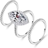 Cubic zirconia wedding sets for women Three-in-One Oval Halo Wedding Bands Set Engagement Rings Fake wedding ring for women Promise Eternity Band Valentine's Day Birthday Gifts for Women Size
