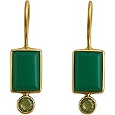 Green Amethyst and London Blue Topaz Gold Plated Sterling Silver Drop Earrings - Handmade Gemstone Jewellery Gift Ideas for Women Her
