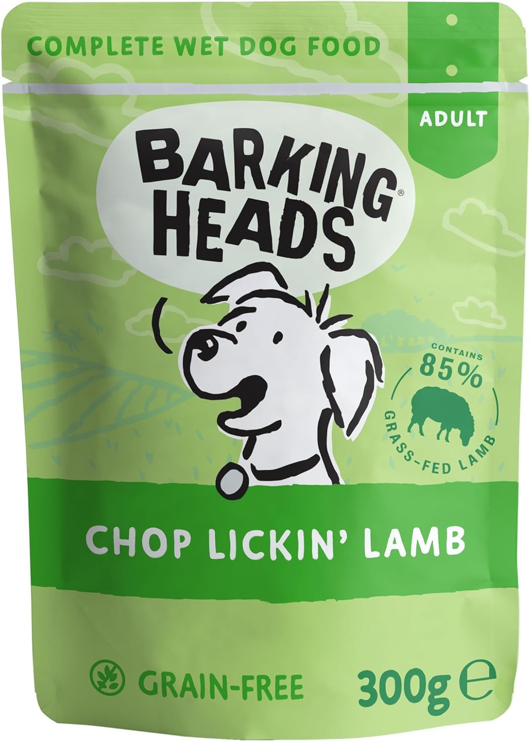 Barking Heads Wet Dog Food - Chop Lickin' Lamb - No Artificial Flavours - Grain-Free Recipe (10 x 300 g)