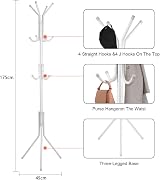 Youyijia Coat Stand 12 Hooks 3 Tier Freestanding Metal Hanger White view 4