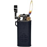 Lighters Metal Pocket Vintage Lighter Reusable Classic Creative Butane Grinding Wheel Lighters for Collection Decorative Gift (Butane Not Included) (Black)