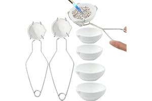 Crucibles for Melting Metal Kit, 4 Ceramic Quartz Crucibles, 2 Pcs Whipclip Handle,Crucible Tongs, Metal Melting Kit,Silversm