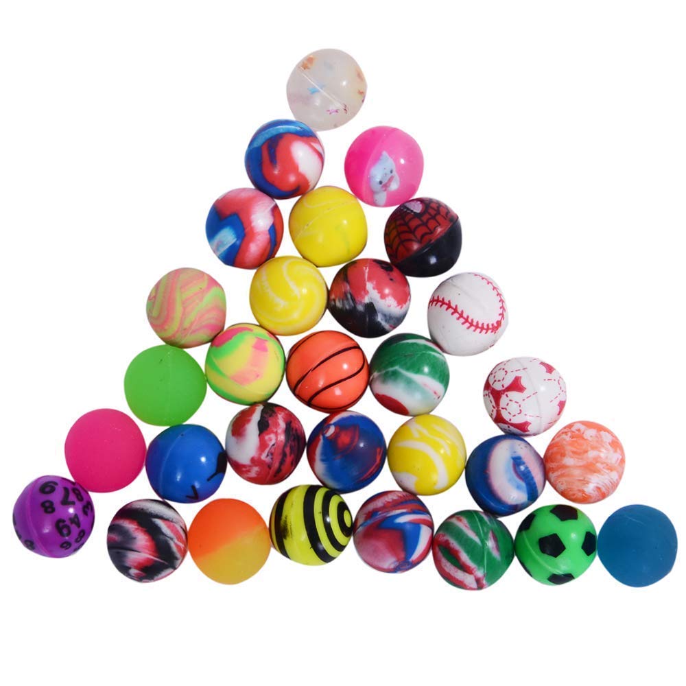 MunchieMoosKids 15 X Mixed Colour Jet Bouncy Balls Small Party Bag Fillers 20mm Boys Girls Loot Fun Birthday Games 15pk