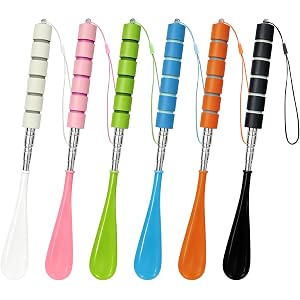 Antilochus 6 PCS Shoe Horn Retractable,Extendable Shoe Horn Long Handle, Telescopic Foldable Shoehorn for Seniors Men Women K