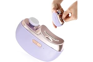 KIWTREBY Electric Nail Clipper, 2 in 1 Electric Nail Clippers for Seniors and Adults, Baby Easy Clip Nail Clippers with Polishing, Light & Storage, Smart Nail Clipper 2-Speed for Fingernail & Toenail (Pueple)
