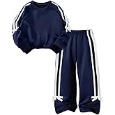SOLY HUX Toddler Girl's Fall Clothes 2 Piece Set Bowknot Crewneck Sweatshirts and Wide Leg Pants Sports Outfits