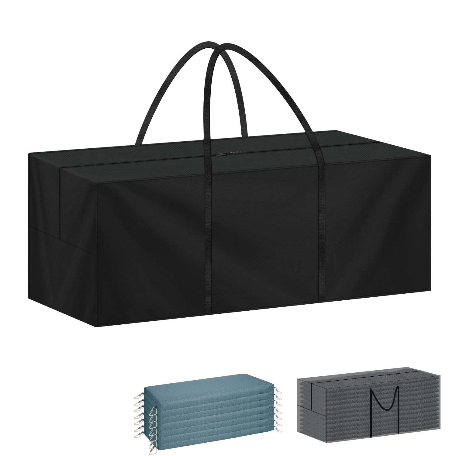 LAMUNI Garden Cushion Storage Bag Large Patio Seat Cushion Bag Waterproof Outdoor Furniture Cushion Storage Bags 420D Oxford Fabric Christmas Tree Storage Bag with Handle/Zipper, 125x40x55cm