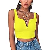 Susupeng Women Sexy Deep V Neck Sleeveless T Shirt Slim Crop Top Side Zip Casual Tank Tops