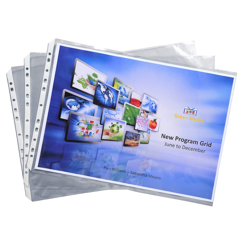 Exacompta - Ref 5934E - Exactive - PP Punched Pockets - Suitable for A3 Documents, Landscape Orientation, 0.55mm Polypropylene, Pre-Punched Left Tabs - Bag of 10 — image 1