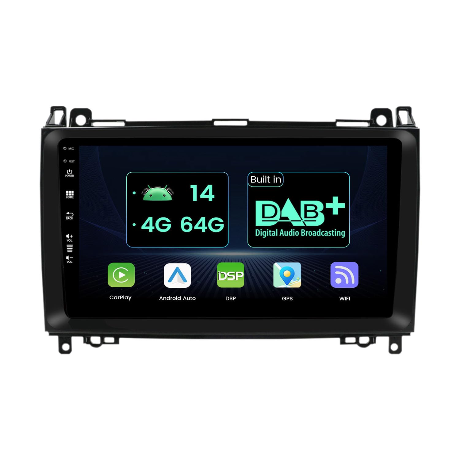 MISONDA [DAB+] 9" IPS 1 Din Android 14 Car Radio For Mercedes Benz W639/Vito/Viano/W906/Sprinter/W169/W245- [4G+64G] - [Built-in Carplay+GPS Navi ] - Free Camera+Mic SWC 4G WiFi AUX RDS Head Unit