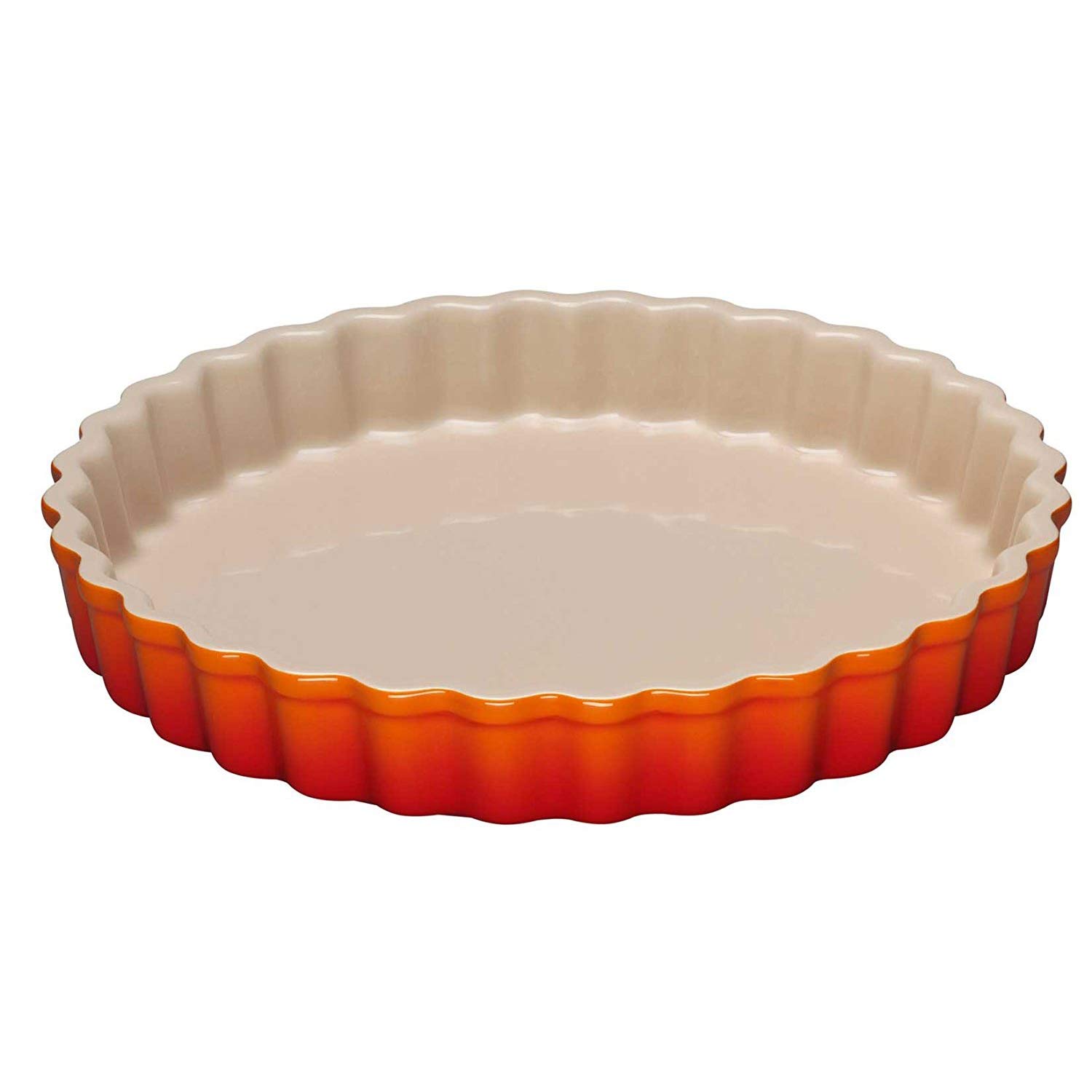 Le Creuset Stoneware Fluted Flan Dish , Volcanic Inner Dimension L28