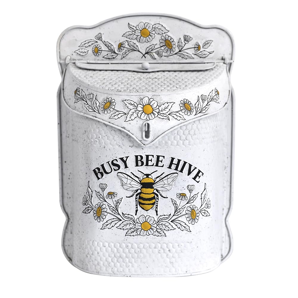 BIG FORTUNE Wall Mount Mailboxe for House Outside Vintage Metal Door Mailbox Antique Style Nostalgic Charm Home Decor Garden Vintage English Cottage Decor Flower Patter Image