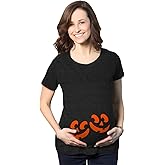 Maternity Twin Pumpkin Faces T Shirt Cute Halloween Jack-O-Lantern Pregnancy Tee
