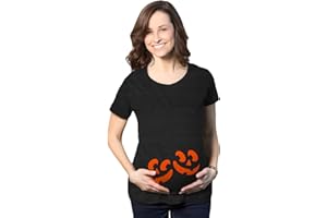 Crazy Dog Tshirts Maternity Twin Pumpkin Faces Tshirt Cute Halloween Jack-O-Lantern Pregnancy Tee