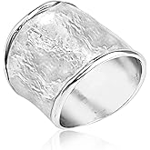 JEAN RACHEL JEWELRY 925 Sterling Silver Ring - Chunky Hammered Ring for Women - Hypoallergenic Lead and Nickel Free - Handcrafted Statement Ring