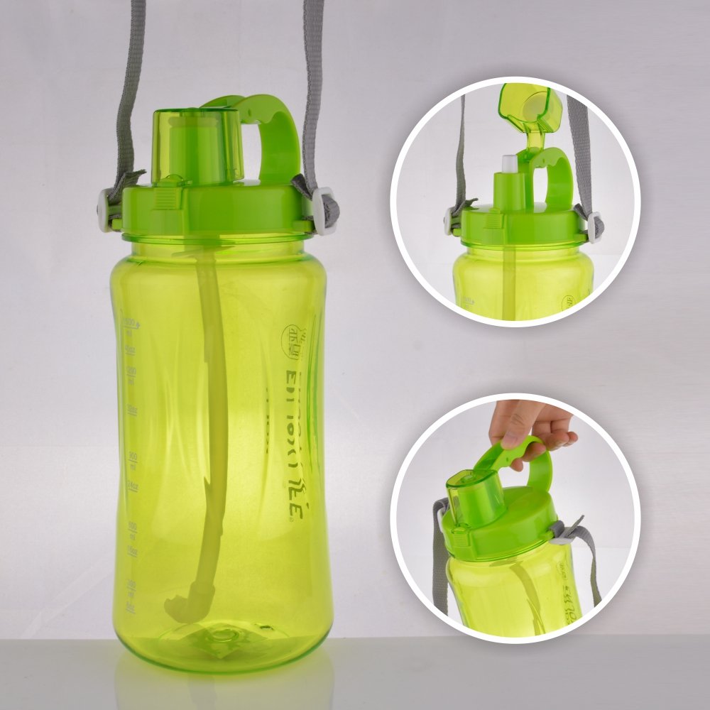 Water Bottle 1.5L / 1500ml / 51.25oz Outdoor Cup Large Capacity Plastic Queen Wide Mouth Leak Proof for Sports Camping Hiking Gym Picnic (Green, 1500ml)