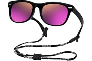 COOLSOME Kids Flexible Polarized Sunglasses for Boys Girls Age 3-10 with Straps