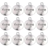 Teensery 100 Pcs Alloy Hope Message Charms Antique Silver Round Pendant Charms for Necklace Bracelet Earrings Making and DIY Crafts