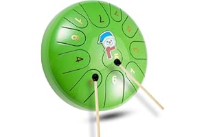 QINGSHI Snowman shape 6 Inch 11 Note Steel Tongue Drum Hand Pan Musical Drums Set - Handpan Percussion instruments for Kids,adults,Beginner,zen,healing,Meditation (Grass green)…