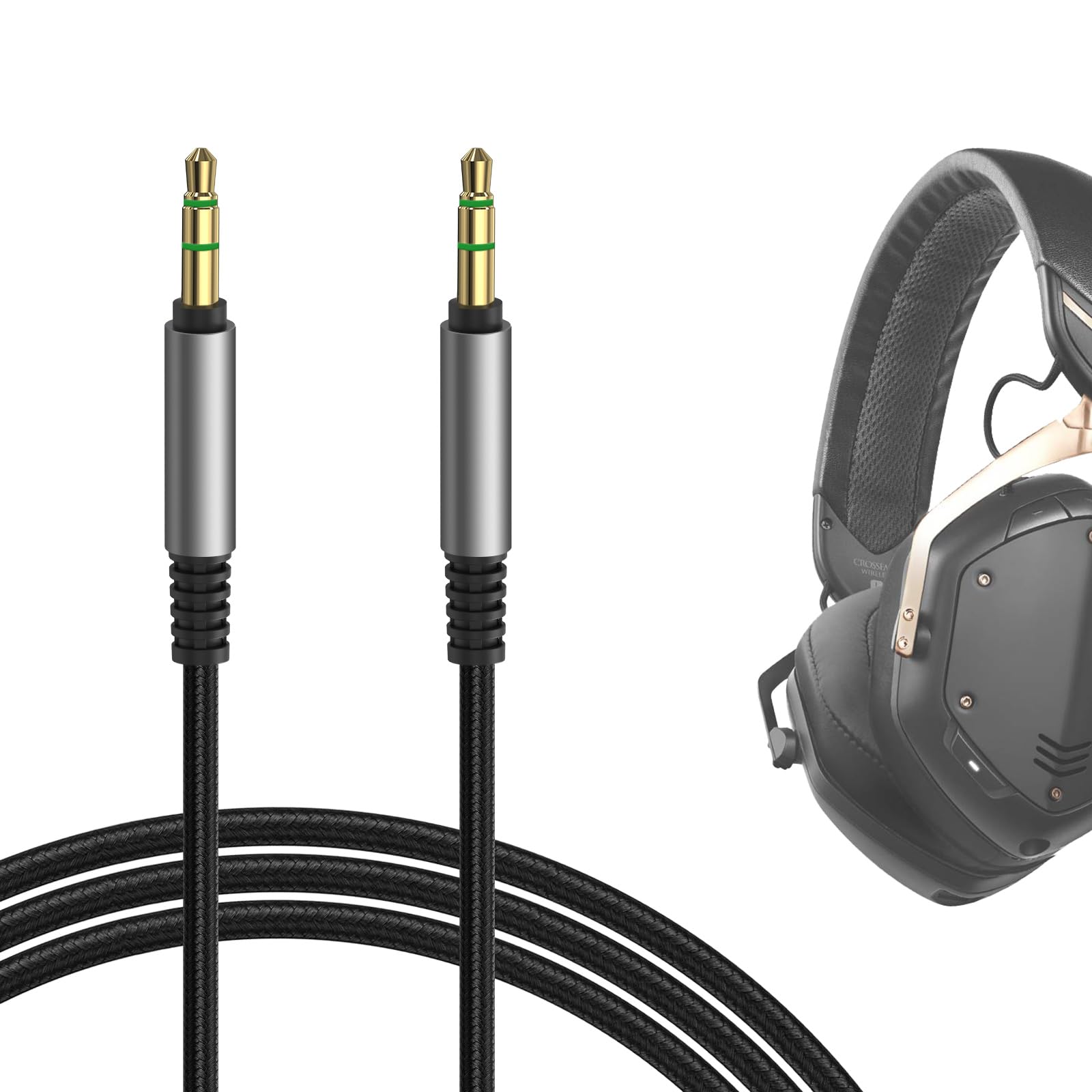 GEEKRIA Audio Cable Compatible with V-MODA Crossfade 3/2/LP2, M-100, M-80, V-80 Headphones, 1/8" (3.5mm) to 3.5mm Braided Nylon Replacement Stereo Cord (4 ft / 1.2 m)