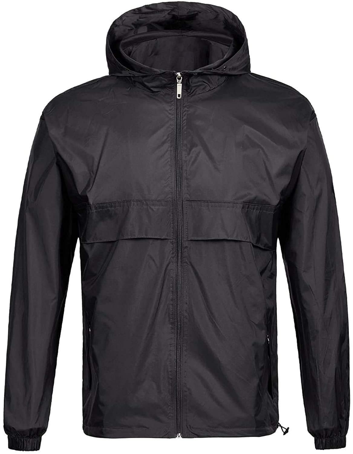 GEEK LIGHTING Men's Waterproof Hooded Rain Jacket, Lightweight Packable