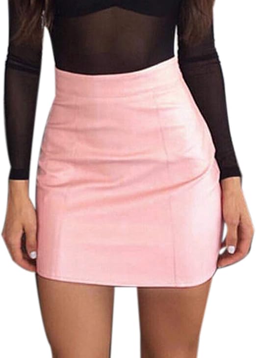 Rikay 2021 Fashion Women Zipper Tight Fitting Leather Mini Skirt