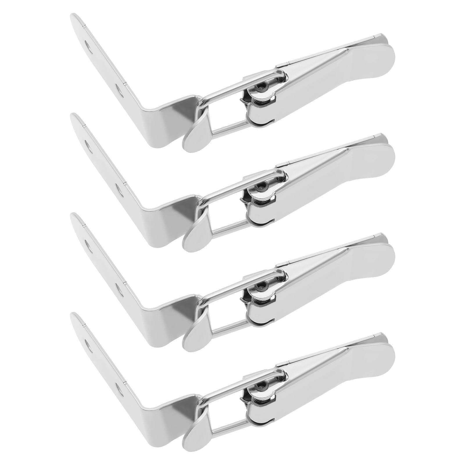 eMagTech 4pcs 90 Degree Right Angle Door Lock Buckle Safety Door Lock Bolt for Toolbox Wooden Box Small Box Wooden Fence Silver (Without Lock Bolt)