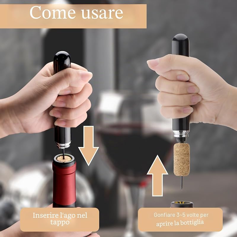 Apribottiglie a Pressione d'Aria, Accessori Vino Regalo, 3PCS — foto 4 di 7