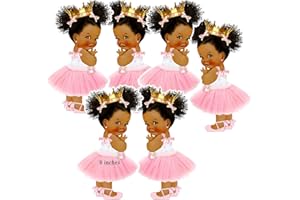 ARTPAPERWONDERS Baby Princess Party Cut-Outs, African American Princess Baby Shower Decoration (8 inches)