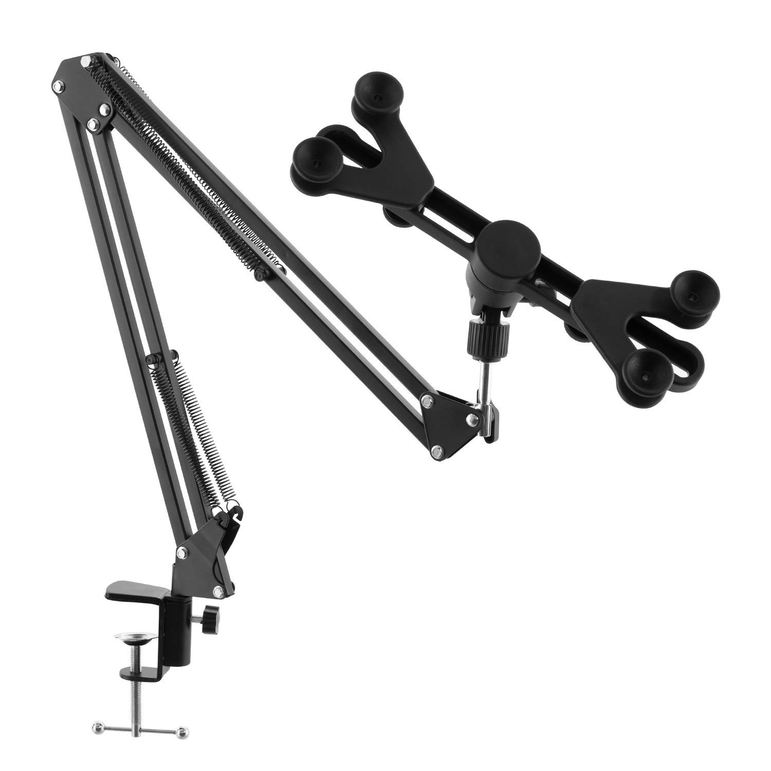 TIGER TAB69-BK Adjustable Desktop Suspension Mount Arm with iPad, Tablet Holder Black