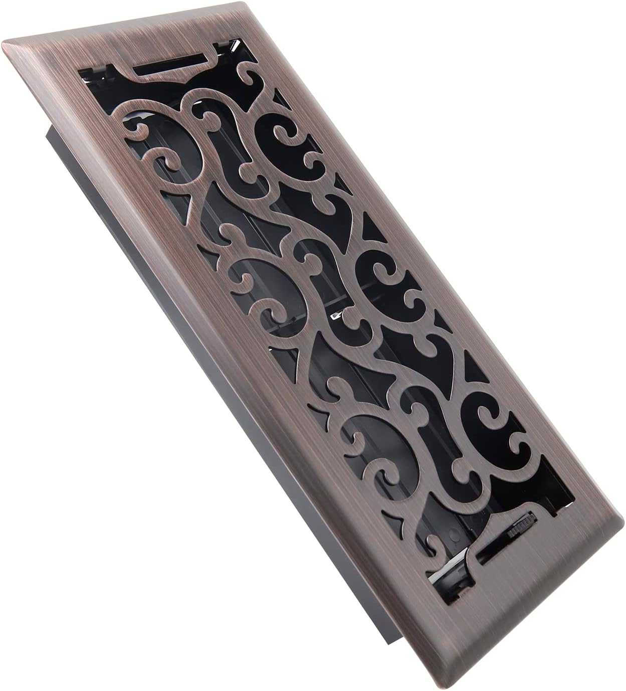 Registers, Grilles & Vents - SANYCASA Floor Register 4x10 Inches Heavy Duty Walkable Floor Register Easy Adjust Air Flow Floor Vents - Neoclassical Design - Oil Rubbed Bronze - Vent Cover for Home Floor