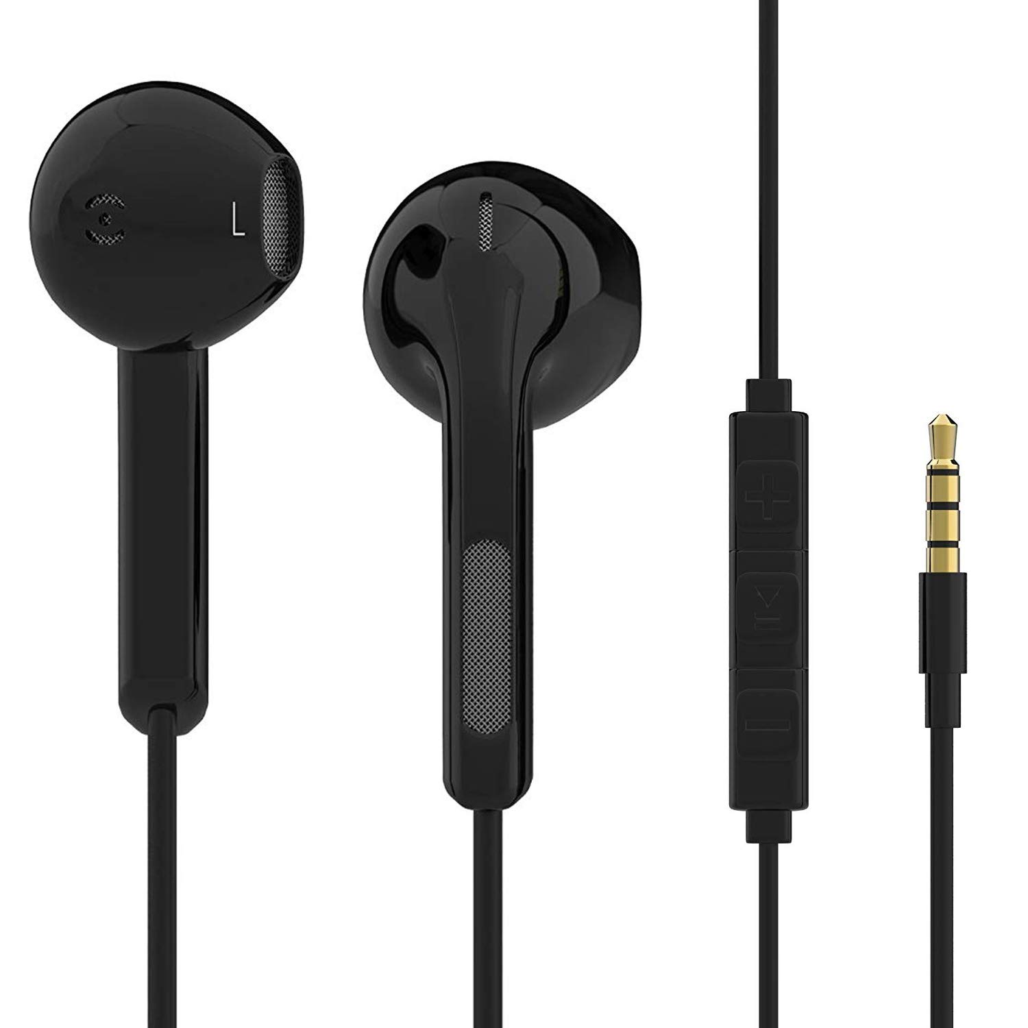 esorio Kopfhörer In-Ear In-Ears Headset mit Lautstärkeregler und mit Mikrofon für Apple i-Phone i-OS in schwarz