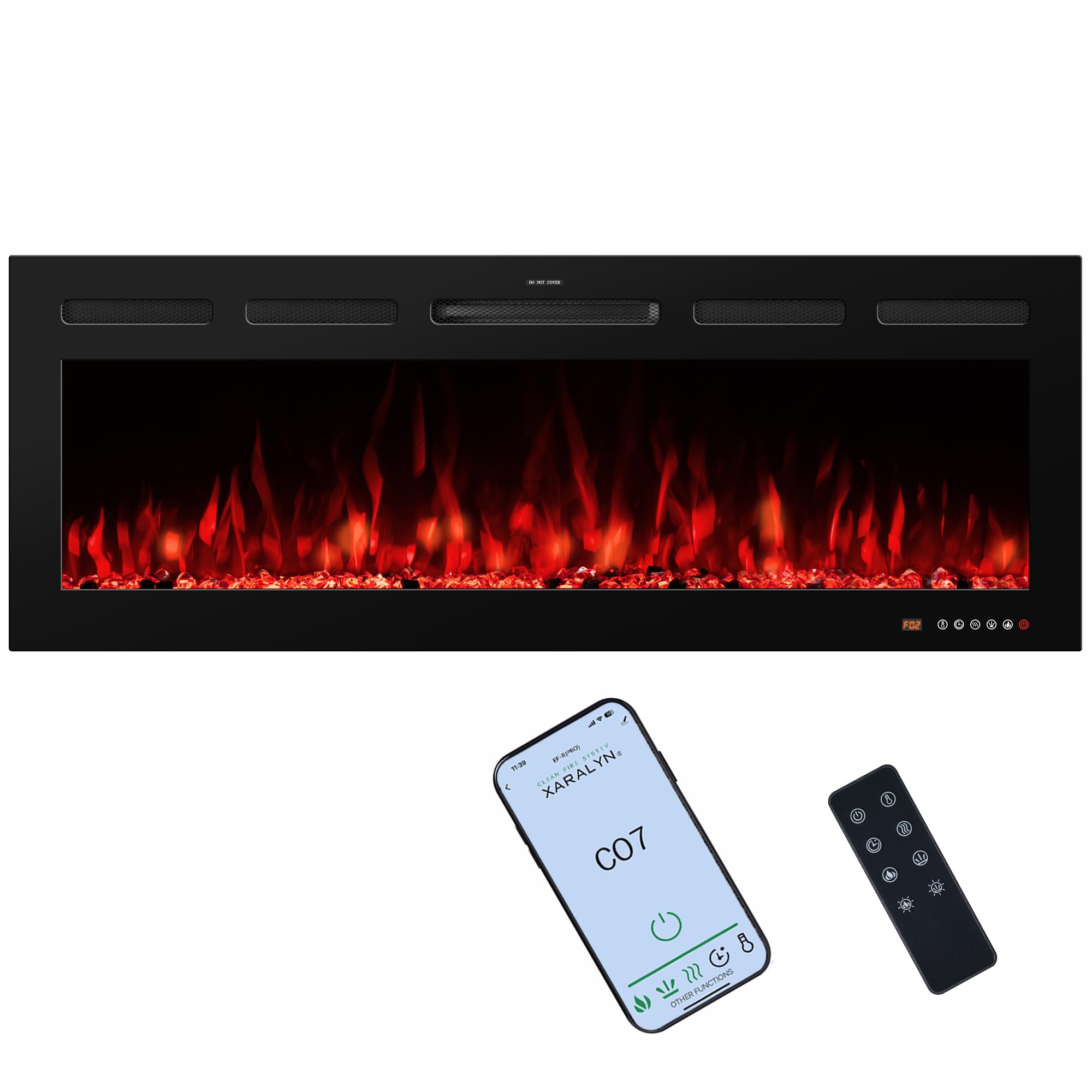 Photo 1 of VINEMOUNT 33" Smart Electric Fireplaces Inserts, Remote & Touch Screen & APP Control, Recessed & Wall-Mounted Fireplace Heater with Thermostat,Multi-Color Flames…