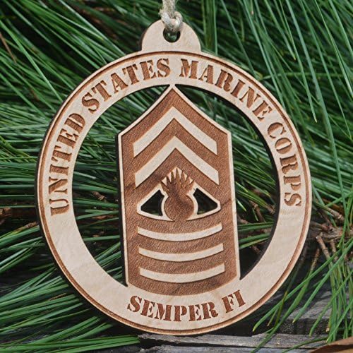 Wooden Marine Corps Master Gunnery Sergeant Christmas Ornament