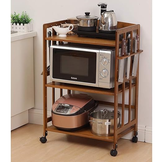 YYQ SHOP Carro de Cocina Bambú Natural Carro Multiuso Almacenaje ...