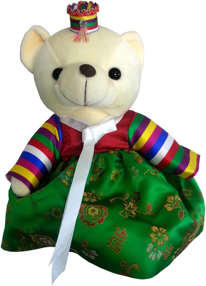 MYSTI Cute Bear Doll with Korean Traditional Costume 3.9" x 9.8", Green