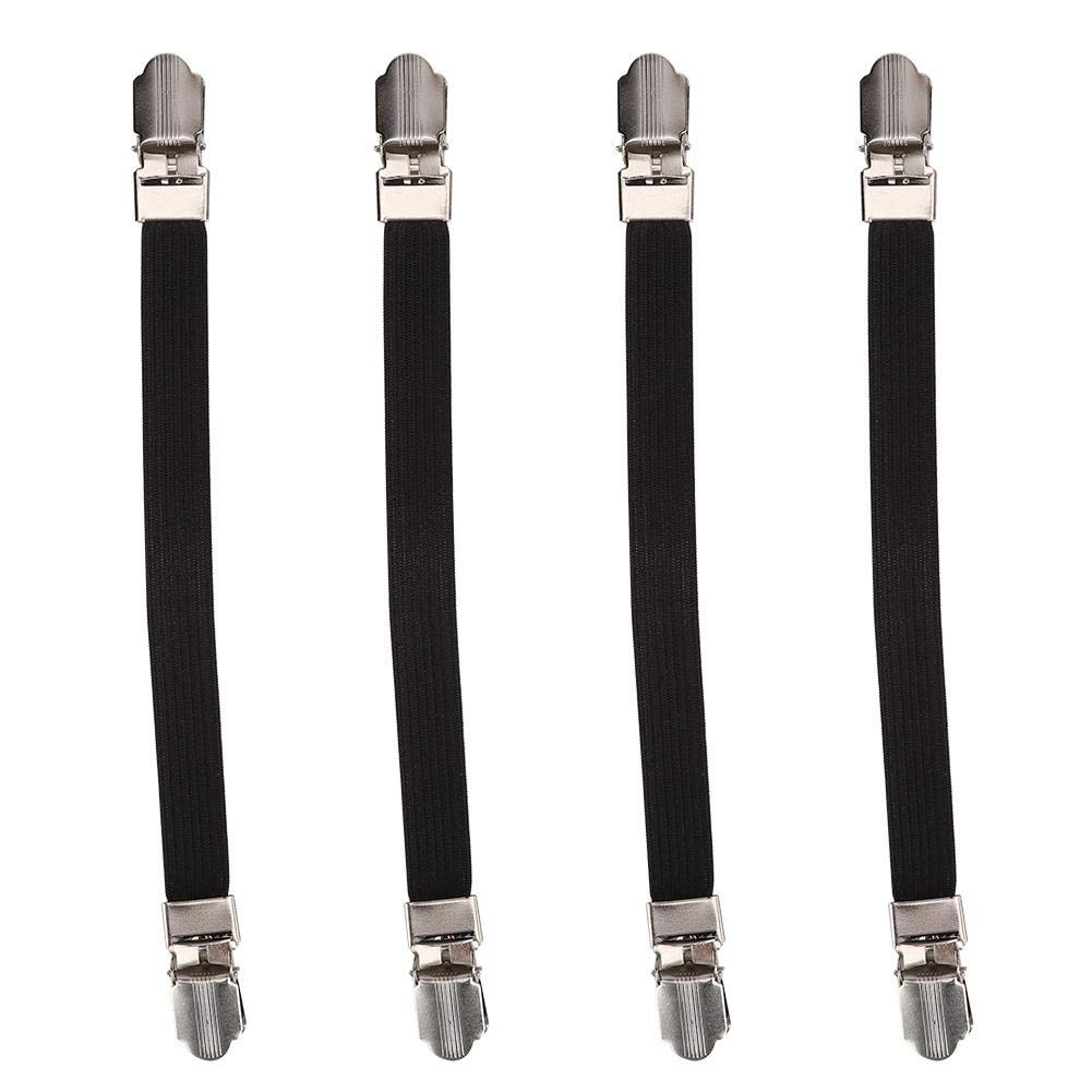AUNMAS 4pcs Stretchable Elastic Crisscross Bed Mattress Sheet Straps Double Head Clips Gripper Holder Fasteners Suspenders (20.55cm)(Black)